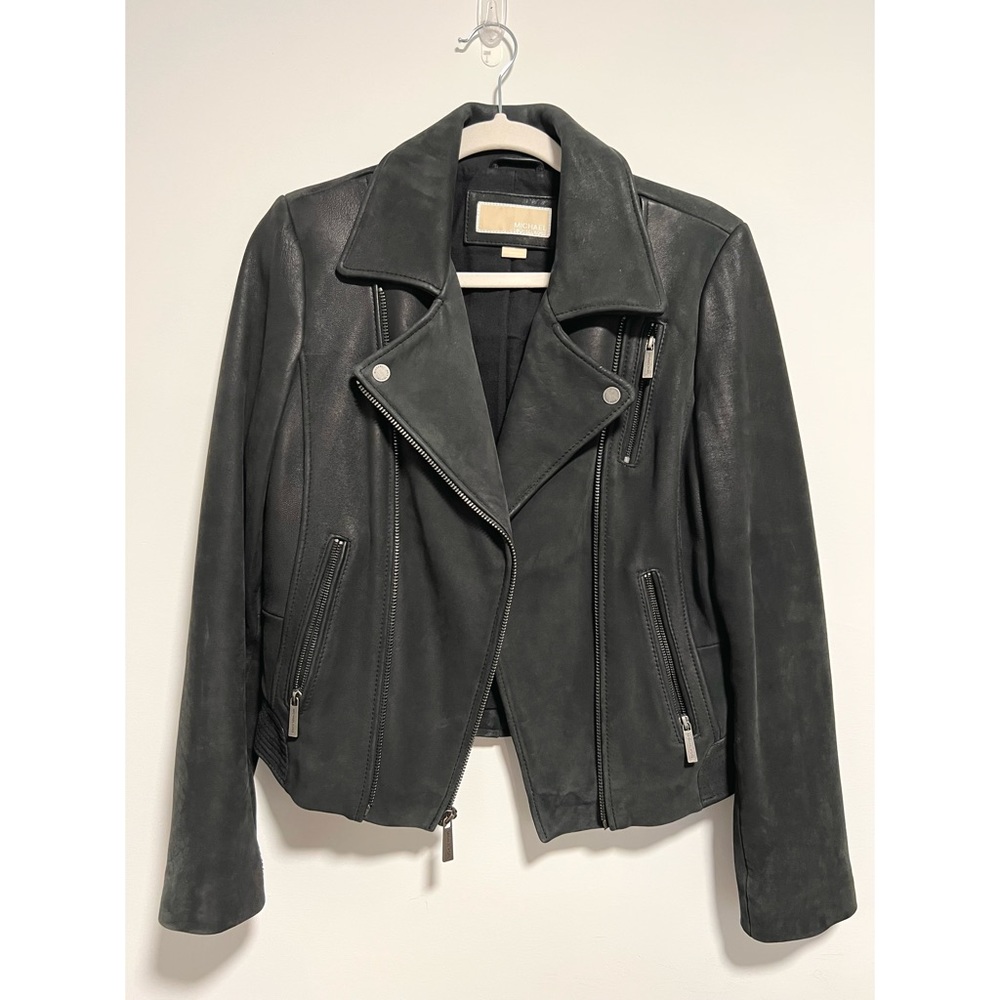 Michael Kors Leather Motorcycle Jacket - Size Medium